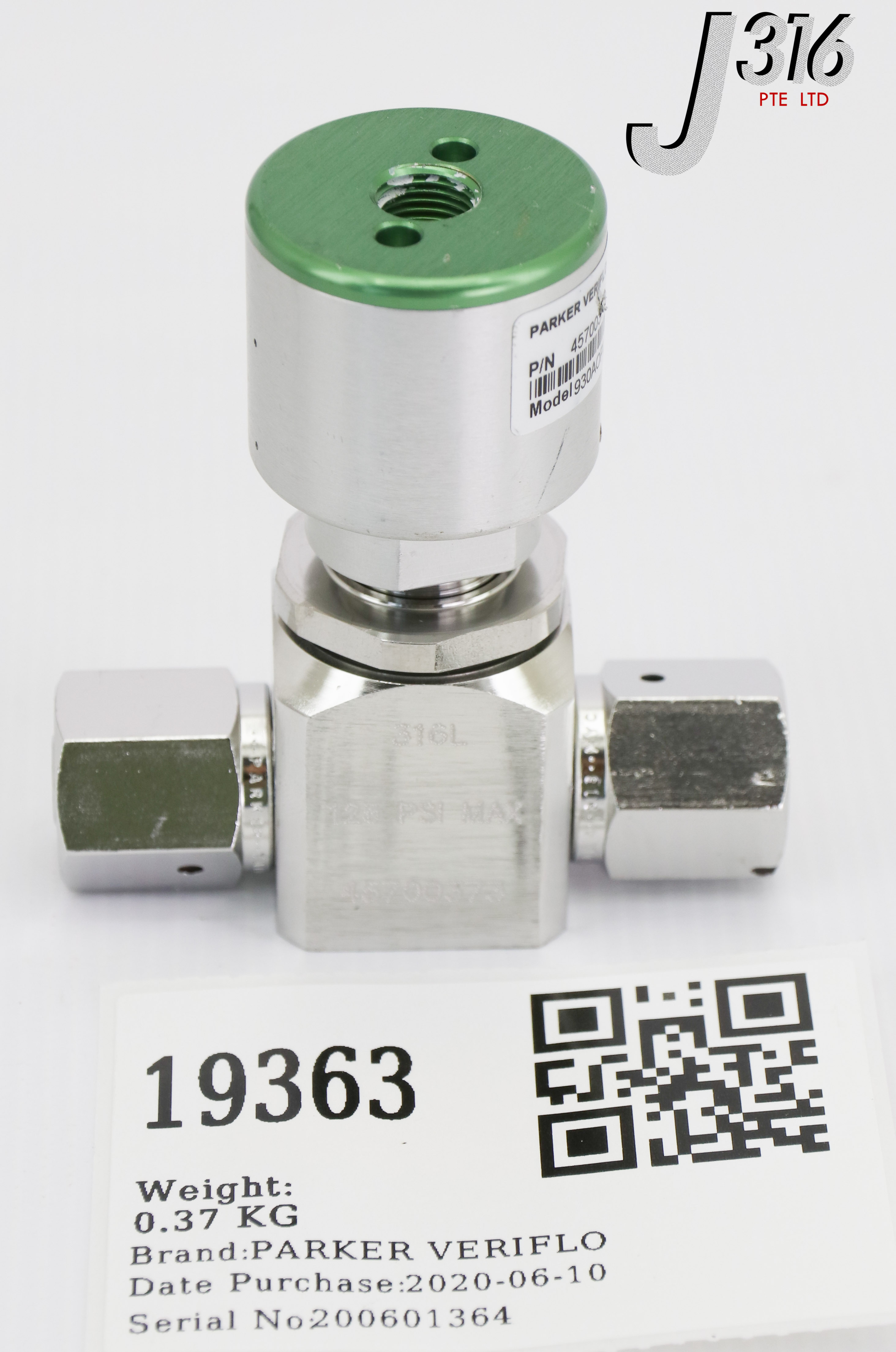 画像 19363 PARKER VERIFLO DIAPHRAGM VALVE, PN: 45700373 930AOPLPNOSFSFF